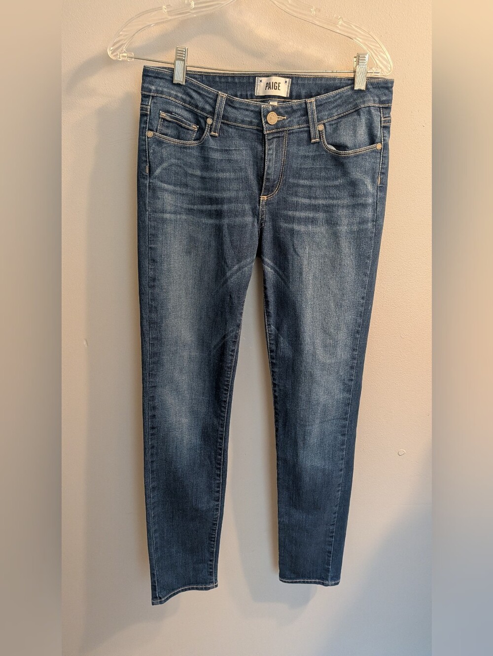 PAIGE Skyline Ankle Peg Dark Wash Stretch Denim Jeans Size 28 USA Made